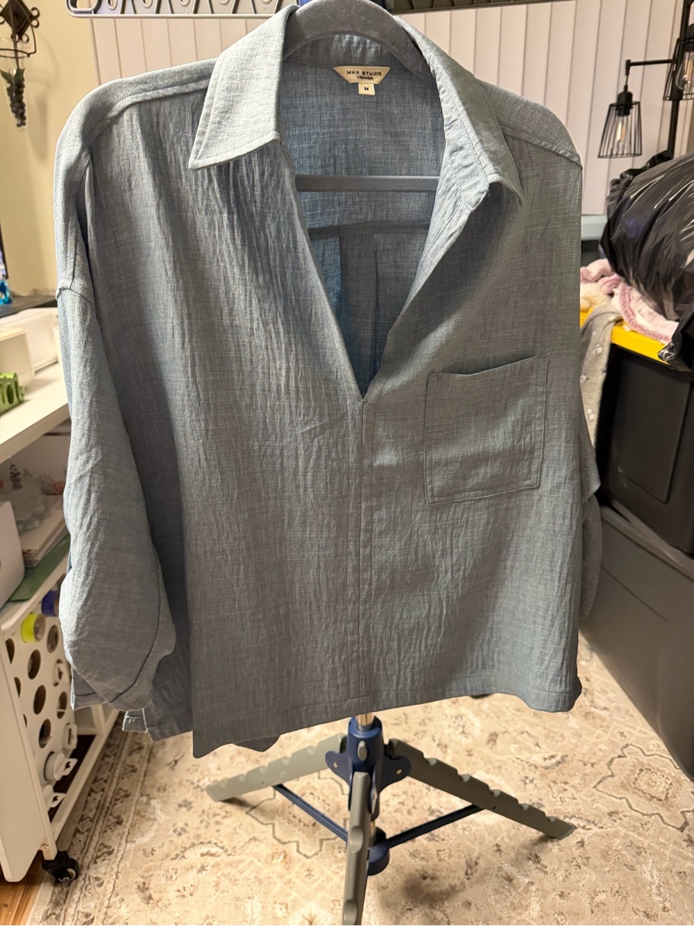 New Mordstrom’s Woman’s medium Slate Blue Lightweight Pullover Shirt Jacket